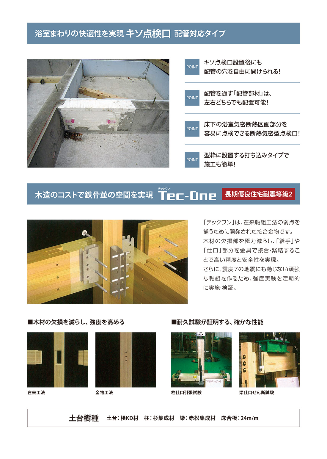 浴室まわりの快適性を実現キソ点検口配管対応タイプ